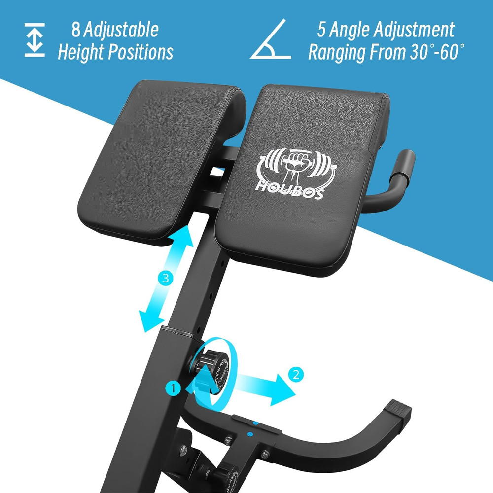 Hyper Back Extension Roman Chair - Back Extension Bench Machine for Glute, Hamst