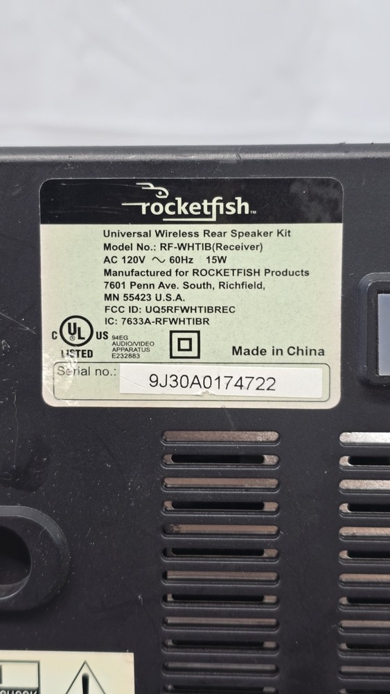 RocketFish RF-WHTIB-A Wireless Rear Speaker Kit Receiver Only - UNTESTED