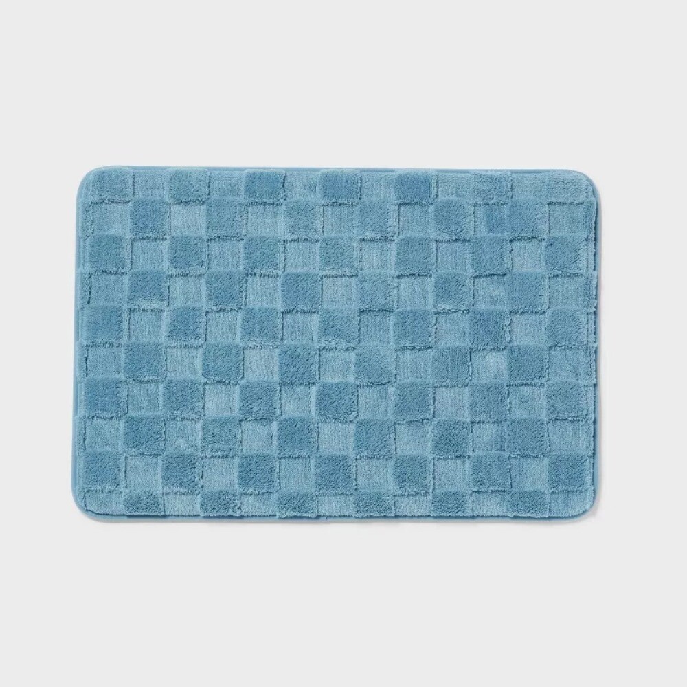 20"x30" Everyday Checked Cushion Bath Rug