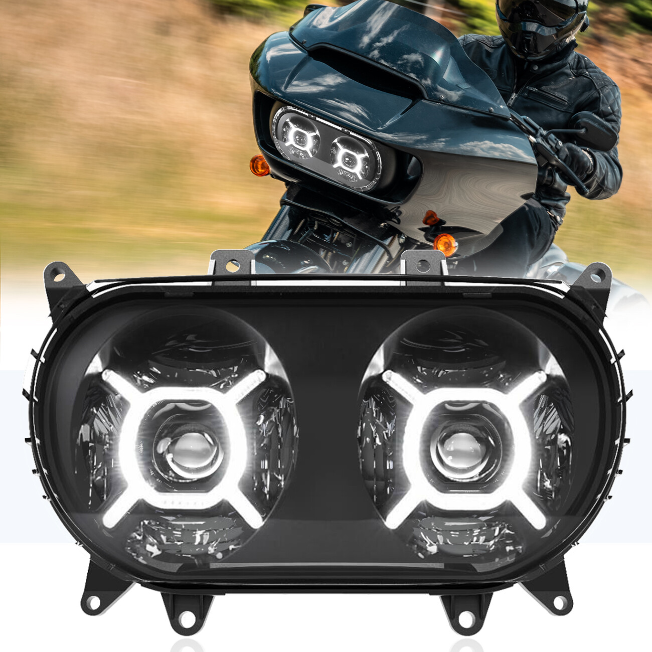 LED Headlight W/ DRL Headlamp Projector Hi/Lo Beam for Road Glide 2015-2023