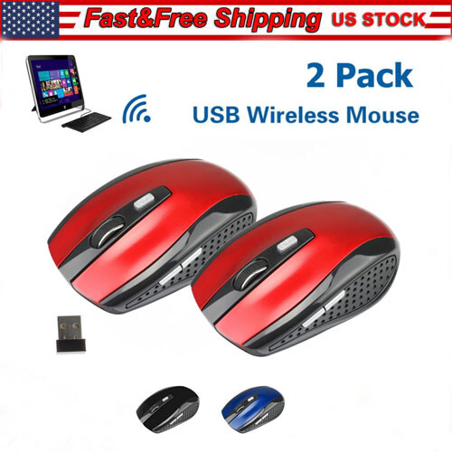 2 Wireless Optical Mouse Mice 2.4GHz USB Receiver For Laptop PC Computer DPI USA