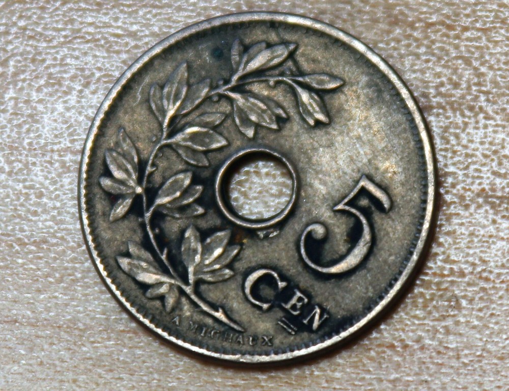 1910 Belgium 5 Centimes Dutch text