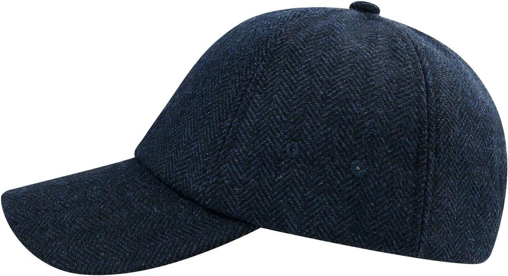Wool Baseball Cap for Men Adjustable Unstructured One Size, Herringbone Navy