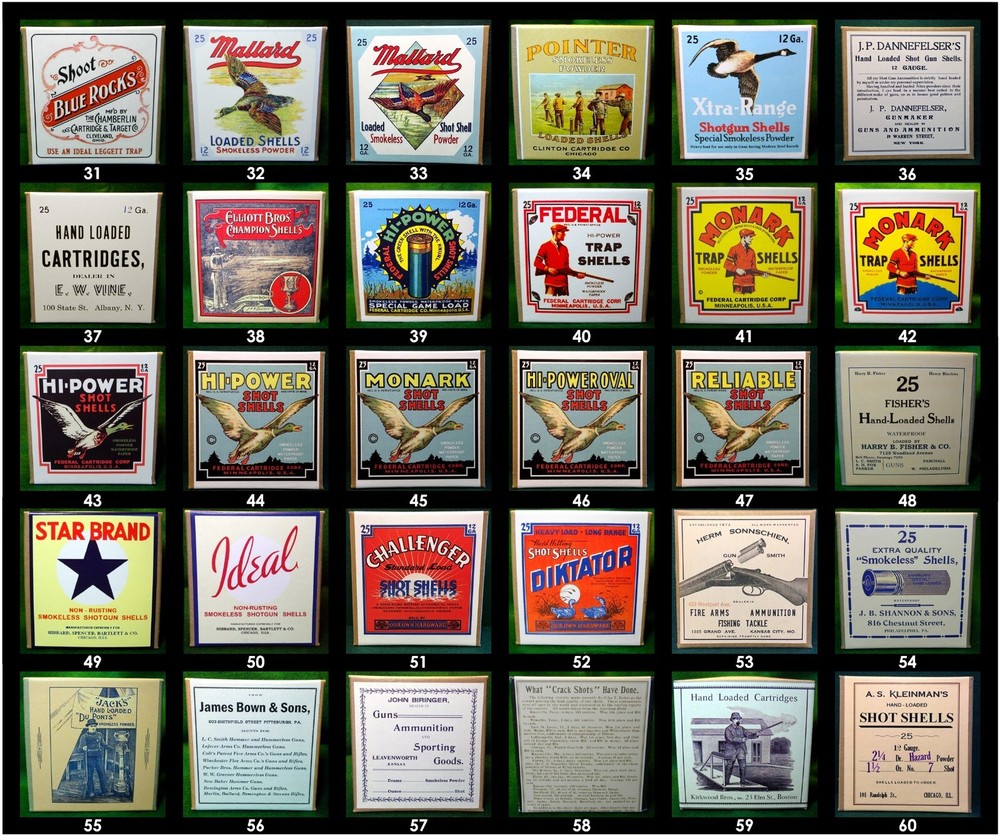 REPRODUCTION 212 Different EMPTY 12 Ga. Full Size Shotgun Shell Boxes $7.00 Each