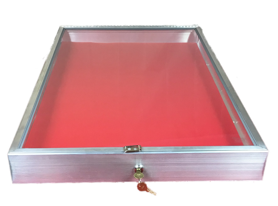 Aluminum Display Case End Opening 22 x 34 x 31/4 Knives Cards Gun with RED LINER