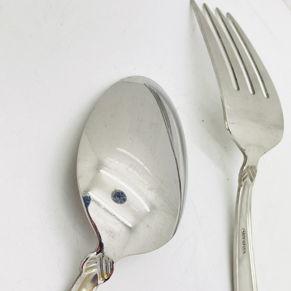 Oneida Rattan Stainless Serving Spoon And Serving Fork Replacement