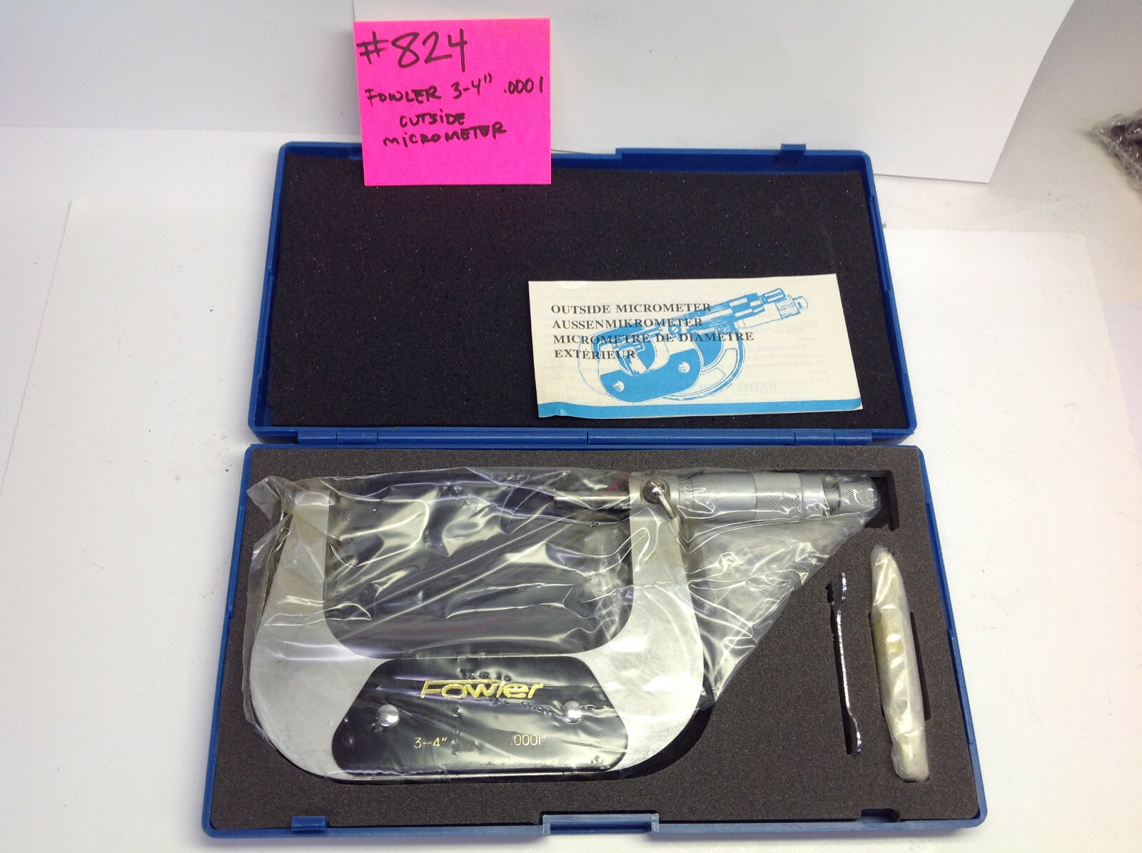 Fowler 3-4"  .0001 outside Micrometer( 1 lot 2pc) (#824-A-2)