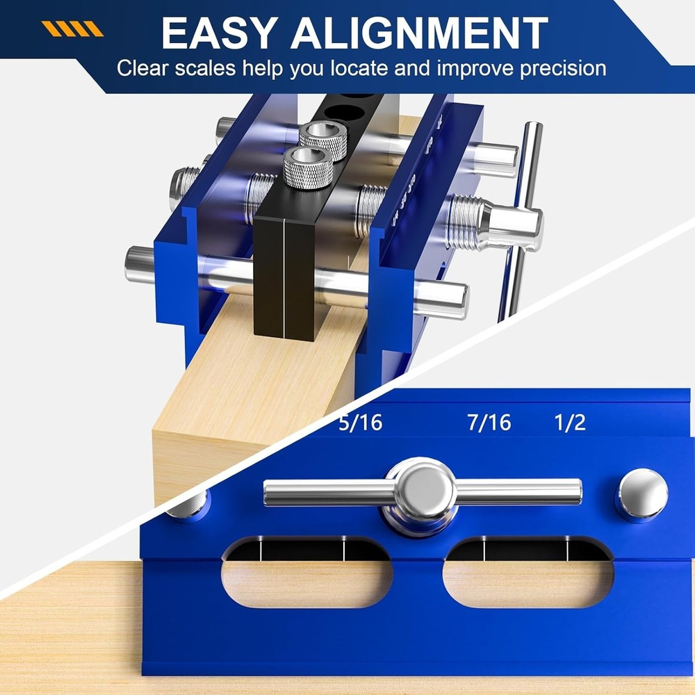 Self Centering Dowel Jig Kit, Drill Guide Jig Block for Straight 6PCS