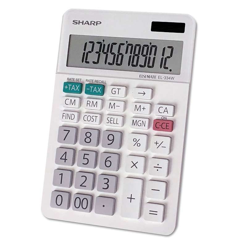 Sharp® EL-334W Large Desktop Calculator, 12-Digit LCD