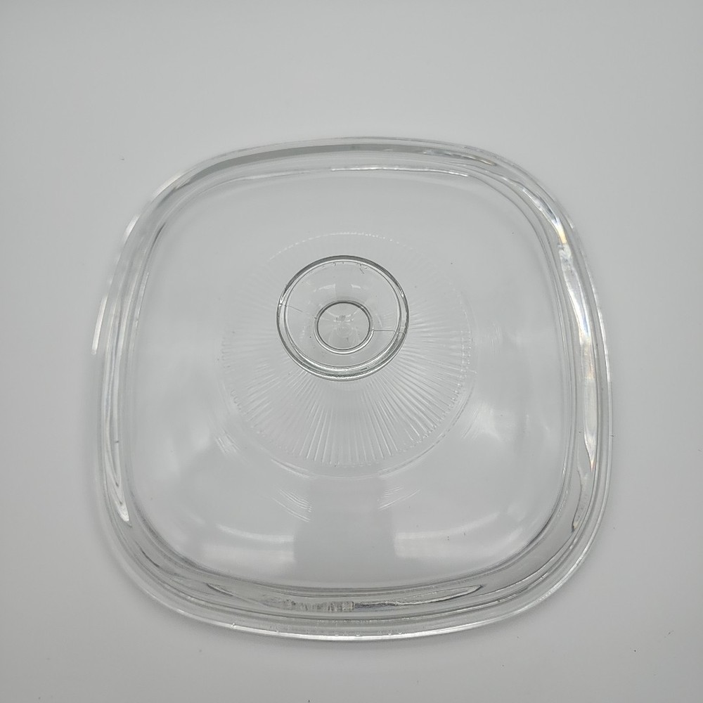 Vtg Ribbed Pyrex A9C Square Glass Lid Replacement Lid for CorningWare Clear