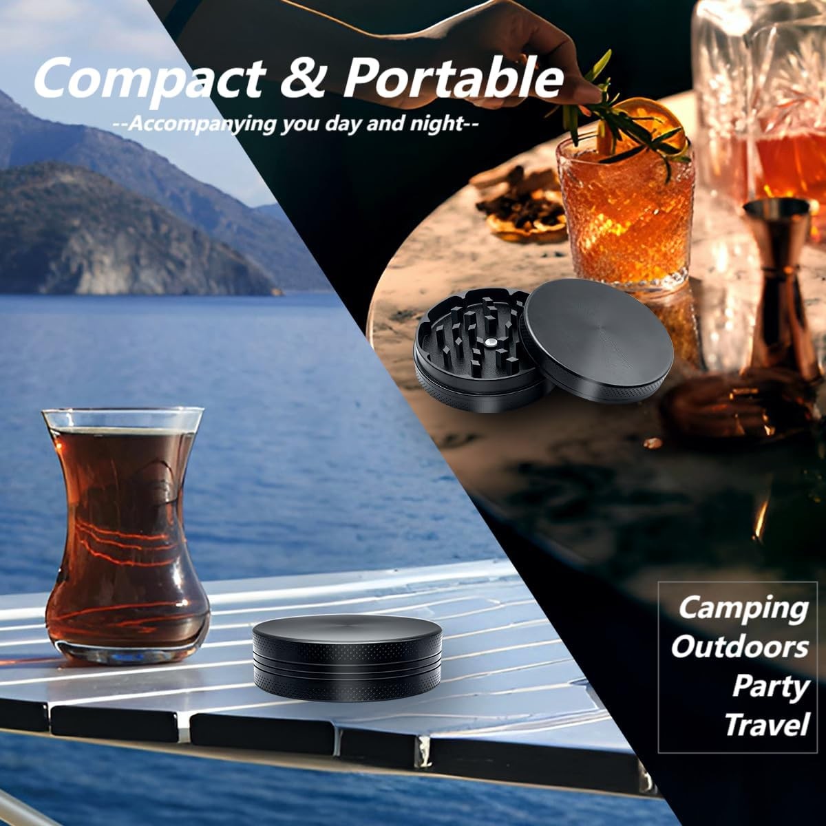 3 inches LARGE Portable Zinc Alloy Grinder Herb & Spice Tobacco Grinder 4 Layer