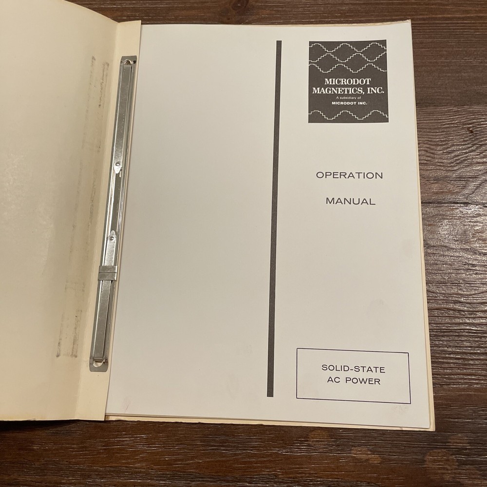 Microdot Magnetics Solid State AC Power Conversion Operation Manual