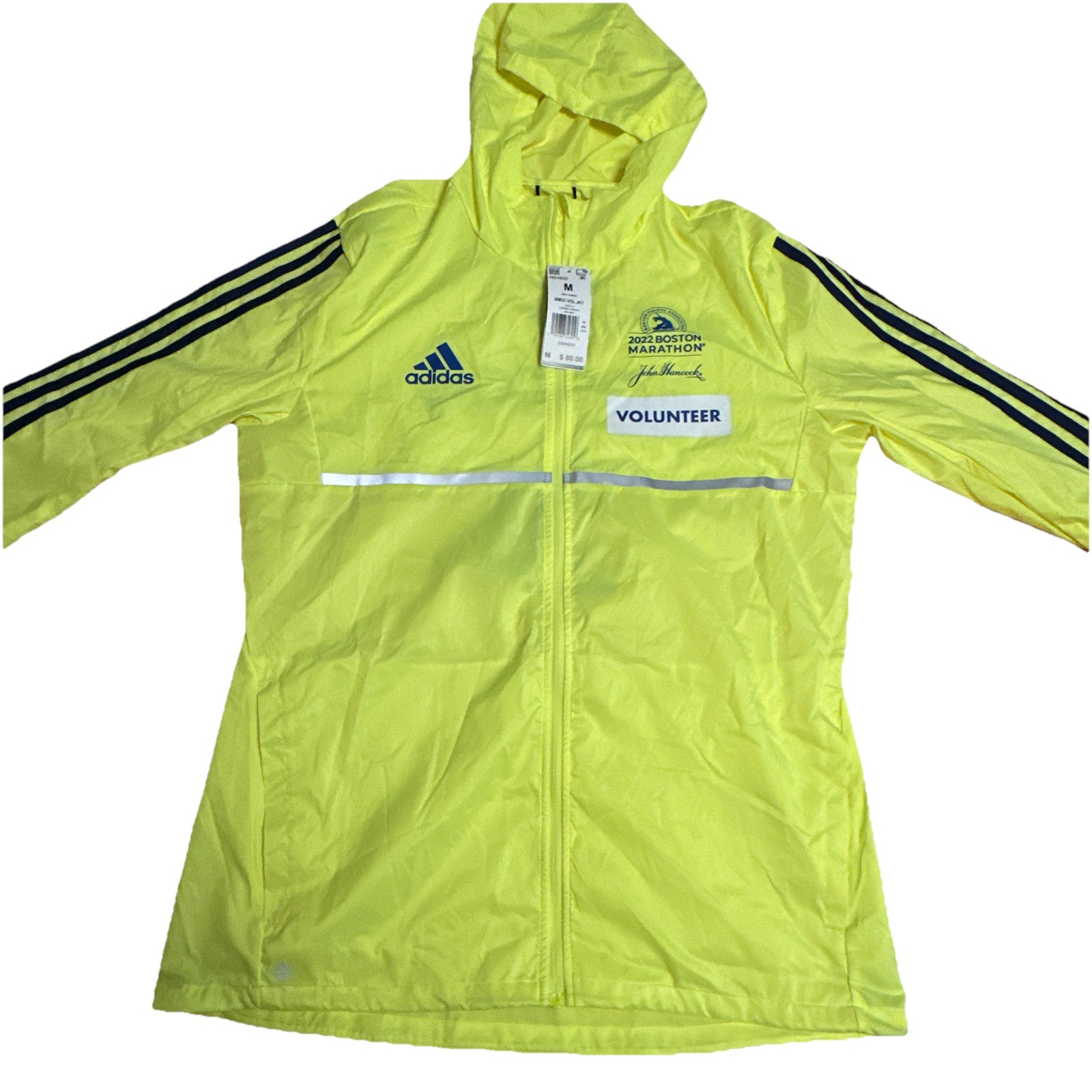 Adidas Mens Yellow 2022 Boston Marathon Volunteer Running Jacket HG1633 MED