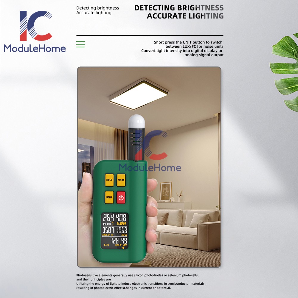 BSIDE Integrated Environment Detector Lux Noise Meter Hygrometer Thermometer