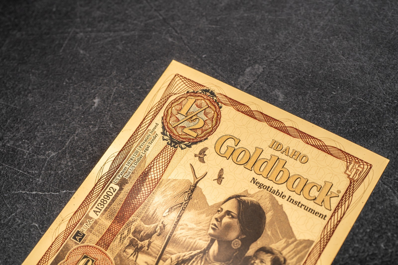 2026 - 1/2 IDAHO Goldback Aurum Gold Foil Note 1/2000 oz 24kt .999 Fine PRESALE