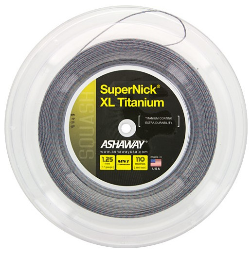 ASHAWAY SUPERNICK XL TITANIUM SQUASH RACKET STRING - 110m REEL