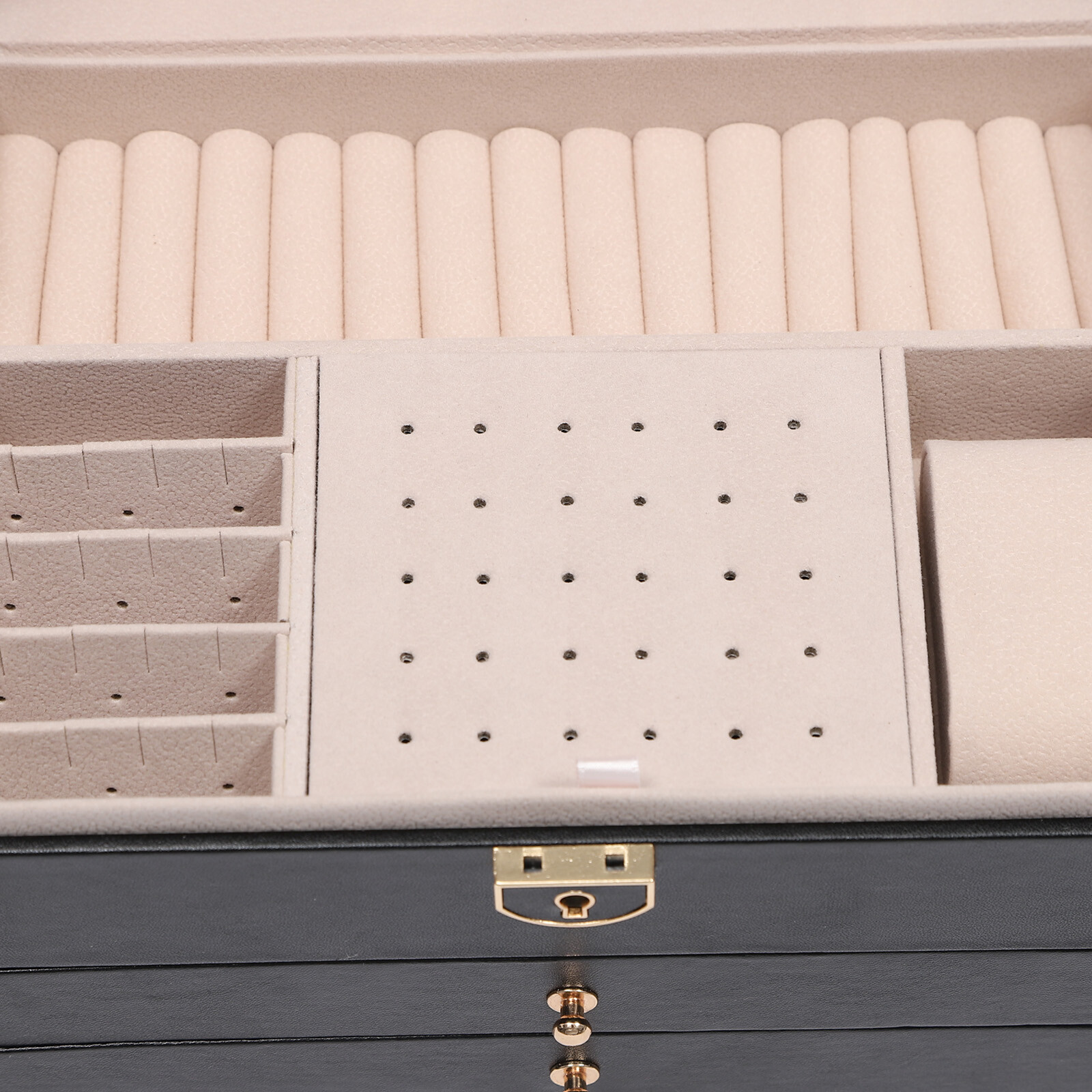 3-Layer Lockable Jewelry Box Organizer with Velveteen Lining
