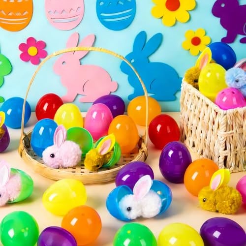 12 Pack Easter Egg Fillers Plush Bunny Toys, Mini 12P Easter Eggs Fillers
