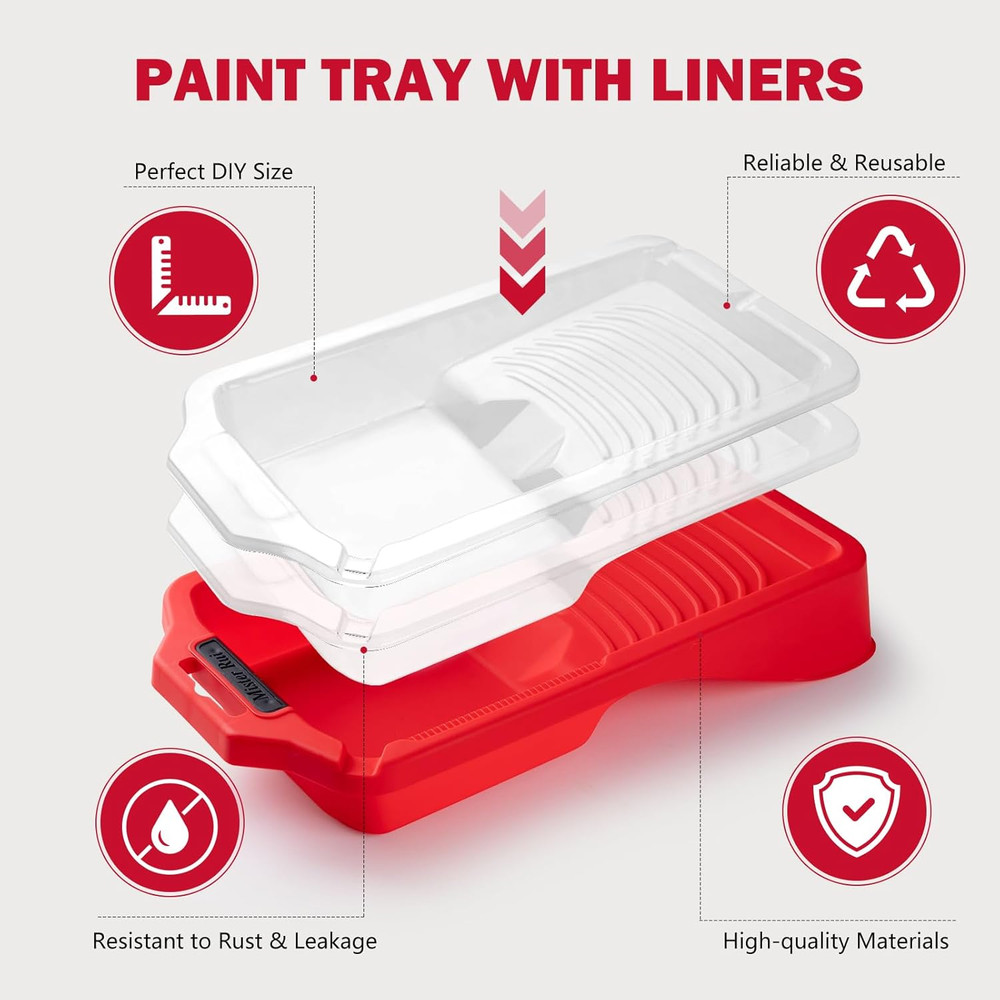 Mini Paint Roller Kit-13 Piece, 4-Inch Microfiber Paint Rollers with Ergonomic H