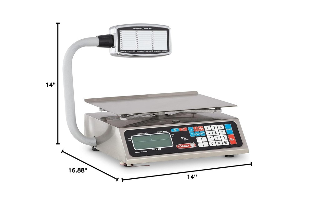 TORREY PC80LT HS Electronic Price Computing Scale, 80 lb, Direct Access Keys,...