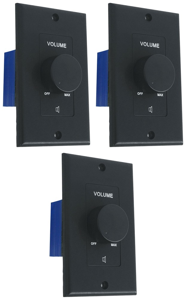 3 Rockville VOL70200 Black 200w 70v Wall Volume Controls Zone Controller Boxes