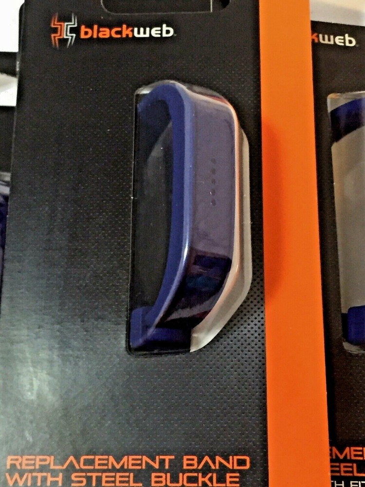 Solid Navy Blackweb REPLACEMENT Fitbit Flex 2 Band with Silver Steel Buckle  NIP