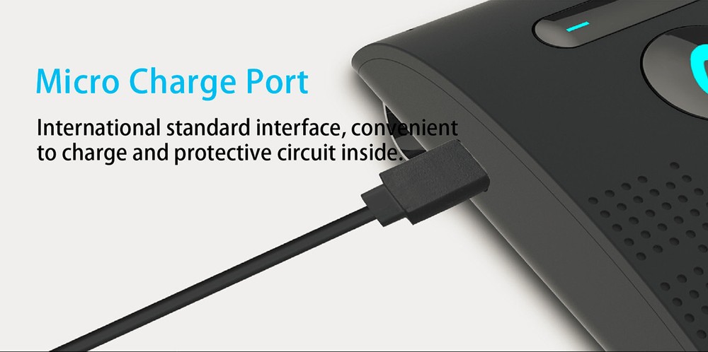 Bluetooth Hands Free Car Kit Speakerphone Sun Visor Wireless Speaker Phone Black