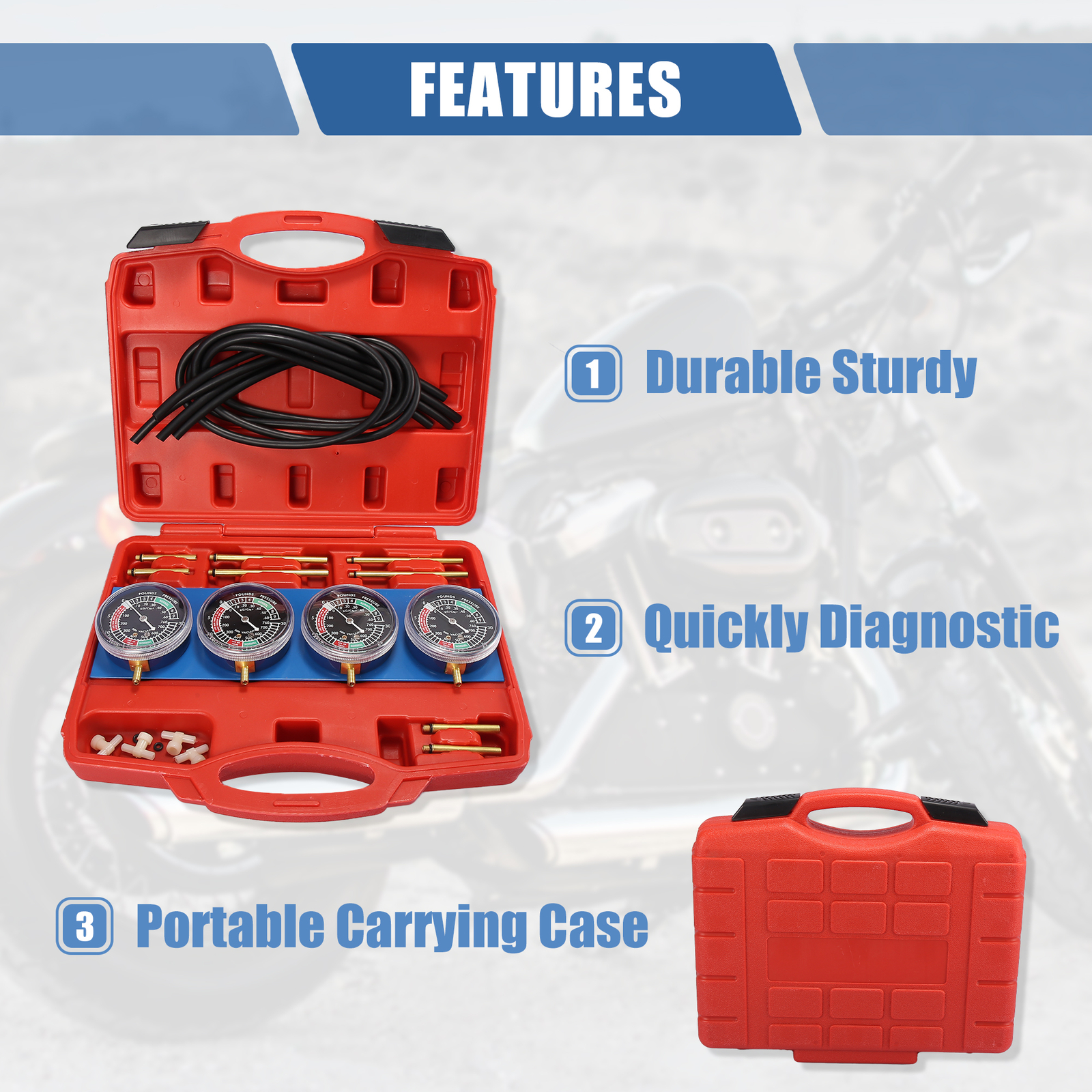Universal Motorcycle Fuel Vacuum Carburetor Synchronizer Tool Kit Pack of 1