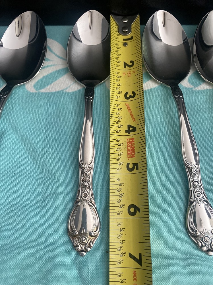 4 Oneida West Bend AFFECTION Stainless USA Glossy Dinner Spoons Flatware