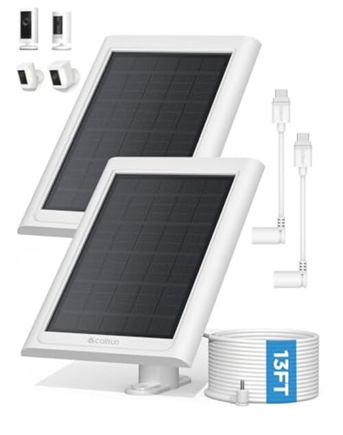 Solar Panel for Ring Cameras - Solar Charger Compatible with 2.4W-2 Pack White