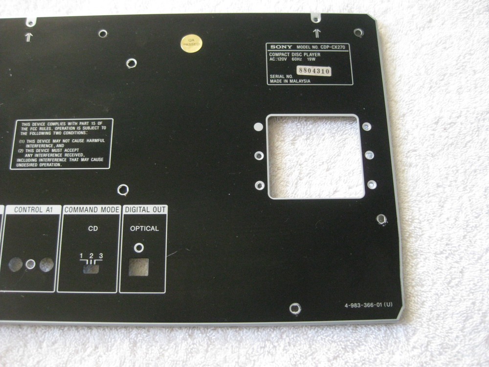SONY MEGA STORAGE CDP-CX270 REAR PANEL COVER OEM PART