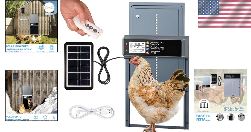 Efficient Remote-Controlled Chicken Coop Door - Solar Powered with LCD Display