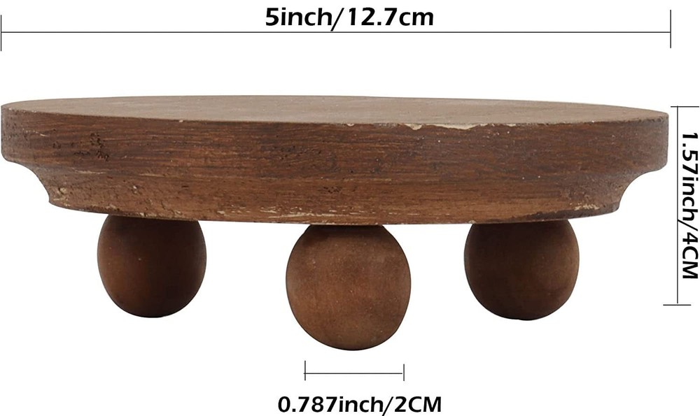 Defined Deco Mini Wood Risers for Display, Small 5"Round Rustic Pedestal Display