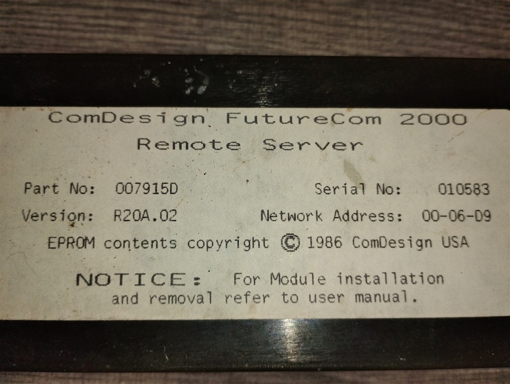 ComDesign FutureCom 2000 Remote Server Module 1984/1986 Circuit Board With EPROM