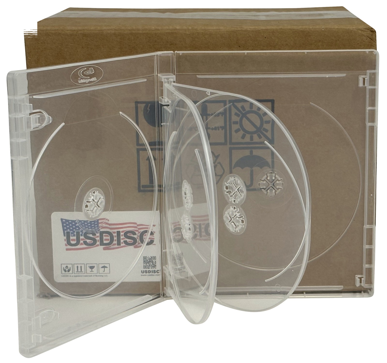 USDISC Blu-ray Cases Standard 14mm, Sextuple 6 Disc (Clear) Lot
