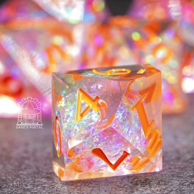 Sage's Crystals - Summer Sharp Edge Resin Polyhedral Dice Set DnD RPG