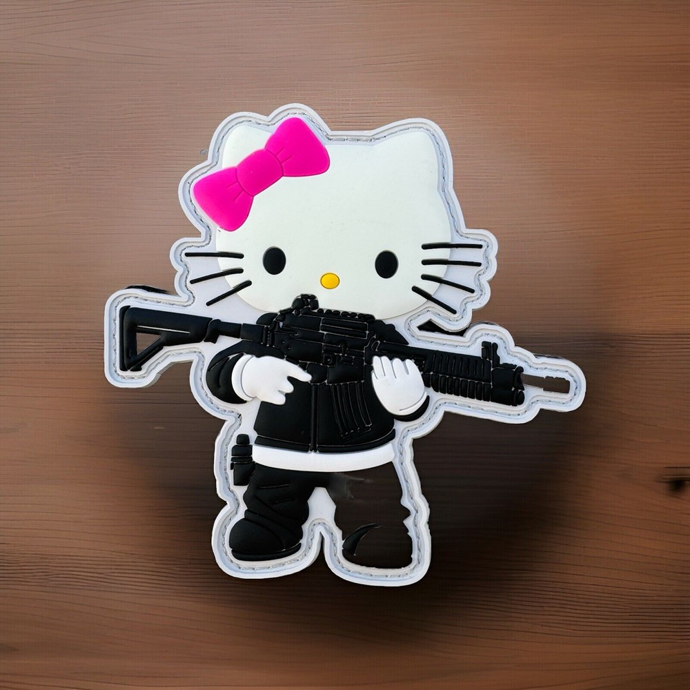 Tactical Hello Kitty Rubber PVC Hook/Loop Morale Patch Glow In The Dark