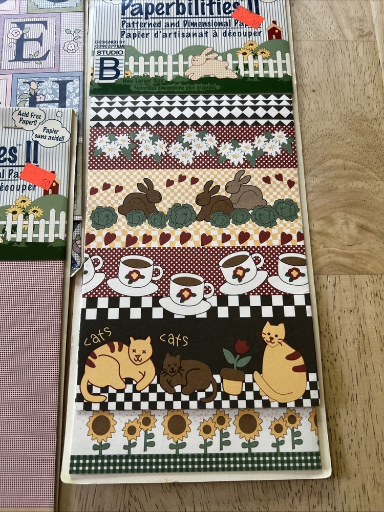 Lot Of 7 Mixed Paperbilities Patterned And Dimensional Papers