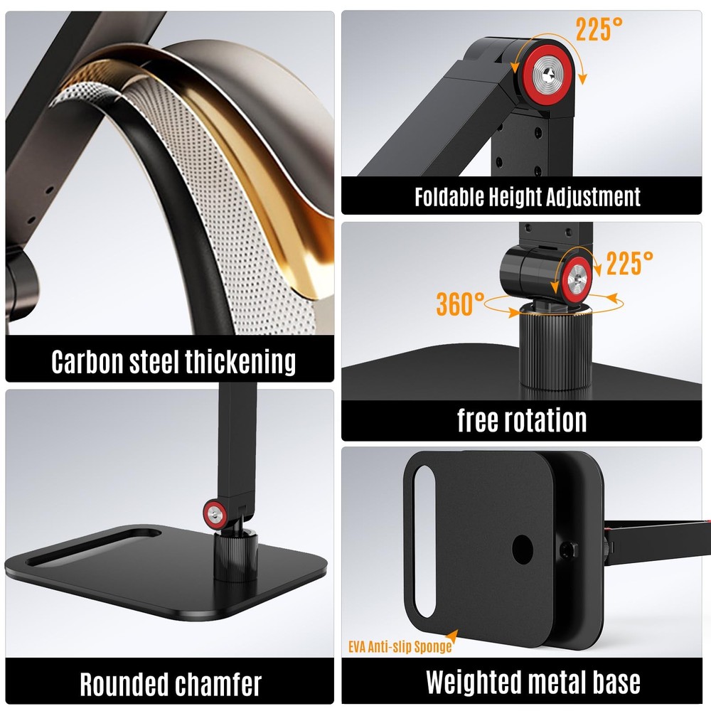 Projector Stand Desktop Foldable Stand with 1/4-Inch Thread, Height Adjustabl...