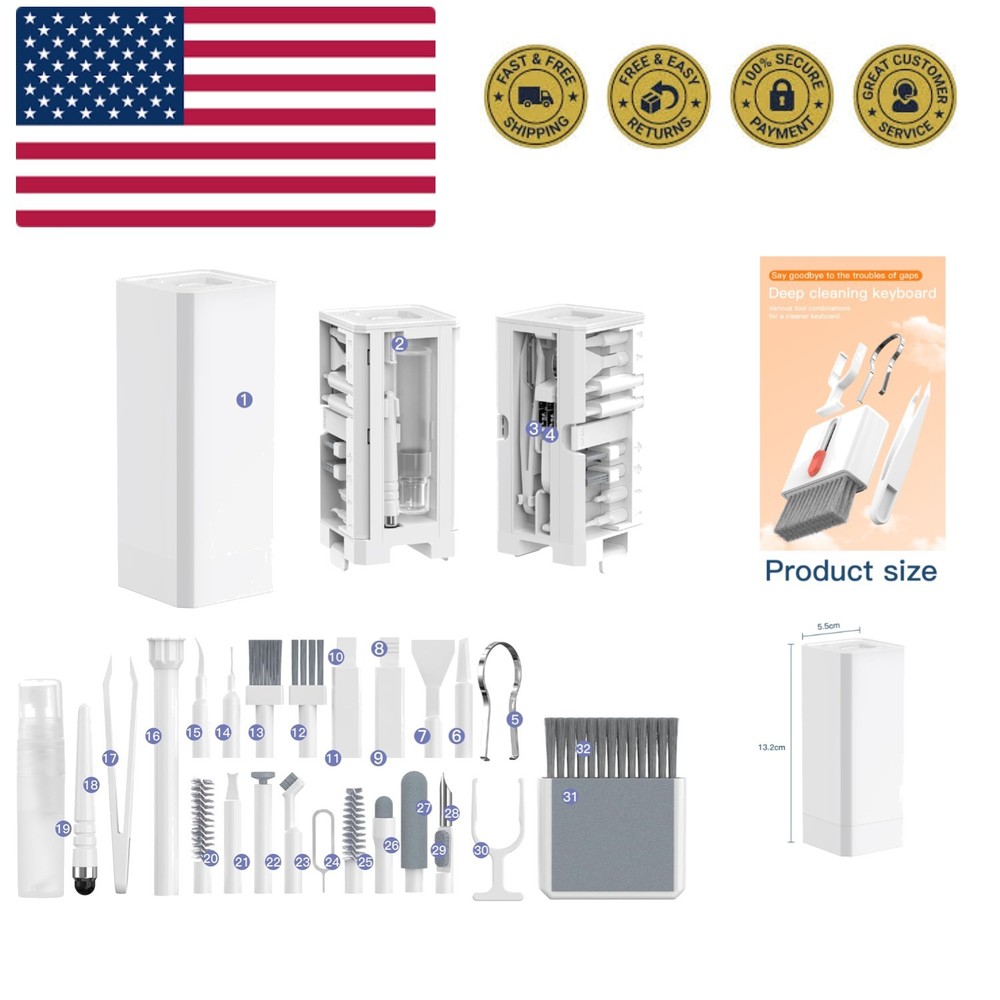 32-in-1 Multi-Functional Cleaning Kit for Electronics inlcuding Headphones,Mo...