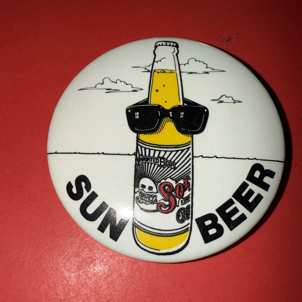 SUN BEER PIN PINBACK VINTAGE 2 1/4”