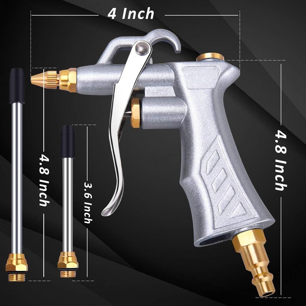 Durable Pneumatic Air Blow Gun with Adjustable Flow & Hanging Hook - 2 Pack