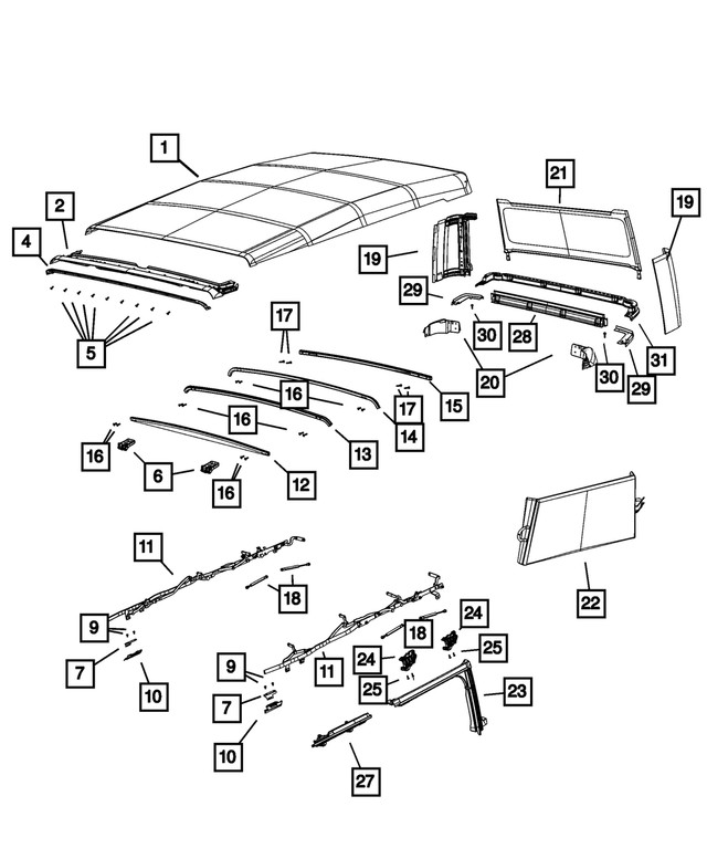 Genuine Mopar Folding Top Clamp Right Front 68466054AA
