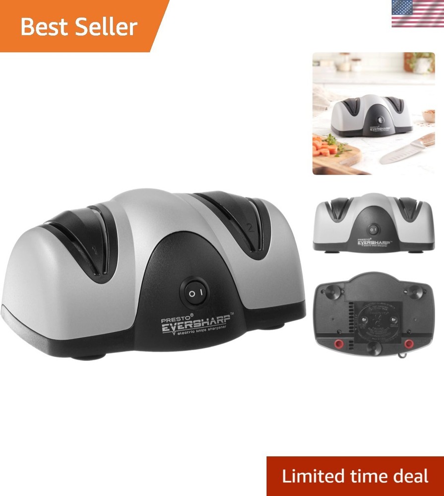 08800 EverSharp Electric Knife Sharpener, 2-Stage System, Silver/Black