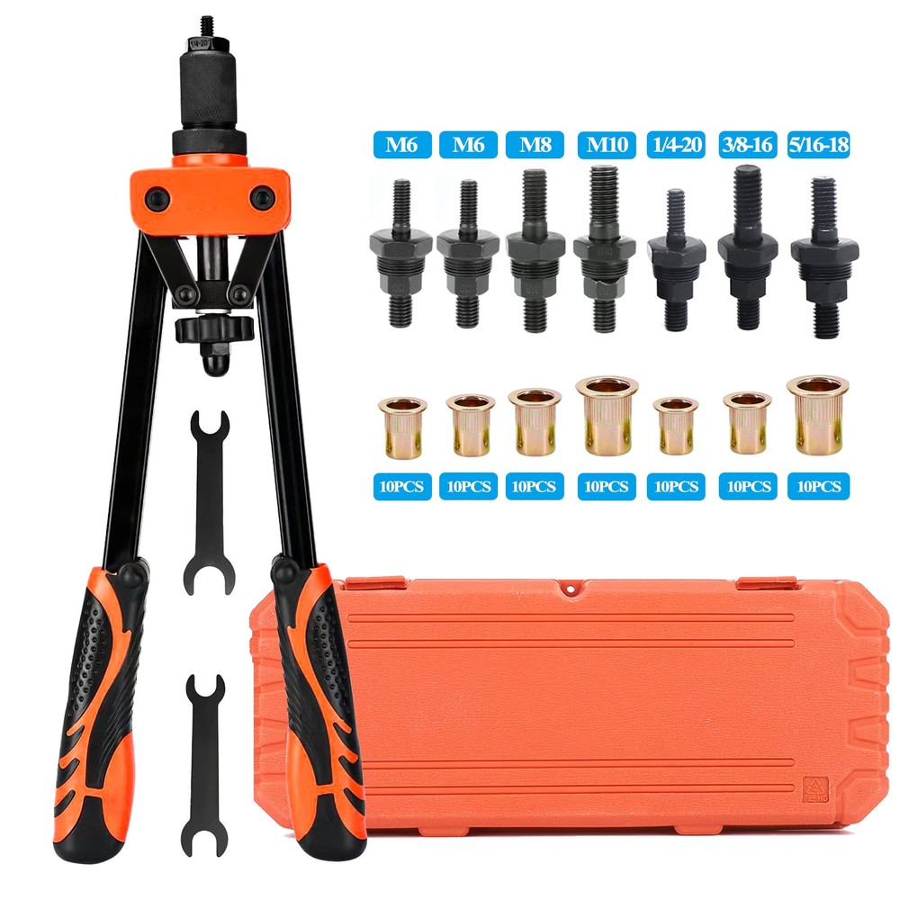 14'' Rivet Gun Kit Rivnut Thread Setting Tool Nut Setter NutSert Metric 70PCS