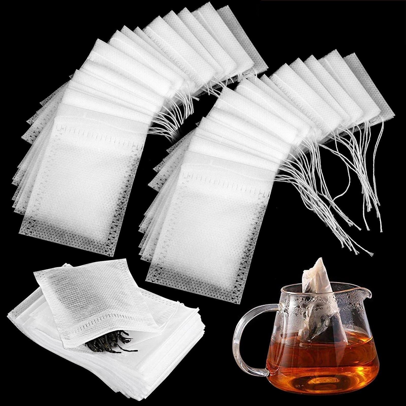 100-1000 Non-Woven Empty Tea Bag Drawstring Seal Teabags Loose Leaf Tea Filters