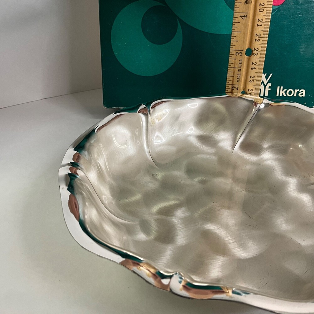WMF IKORA GERMAN SILVERPLATE 7 3/8”W FRUIT CANDY SHALLOW FOOTED BOWL VINTAGE EUC