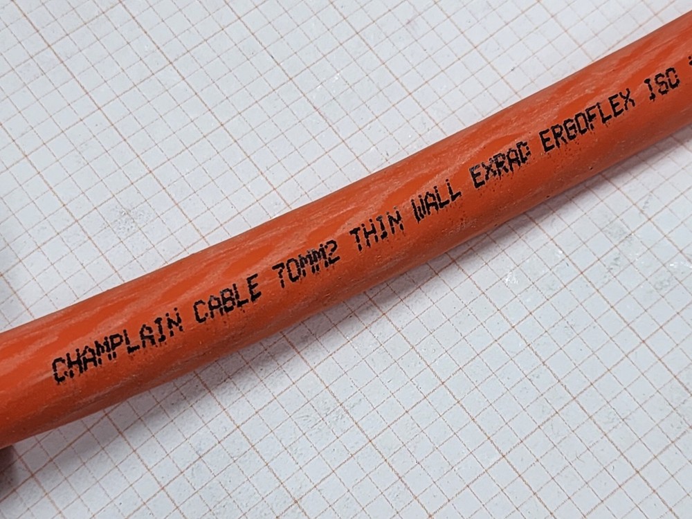 Champlain Cable #2/0awg 70mm2 EXRAD ERGOFLEX Thin Wall High Voltage Orange /5ft