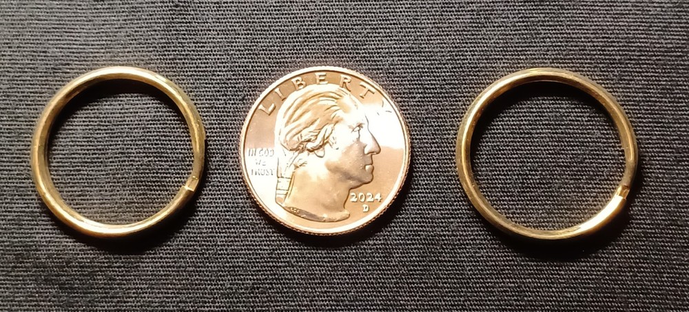(2) Brass Rounded 1 Inch(25mm) Split Ring Rounded Key Rings Key Holders