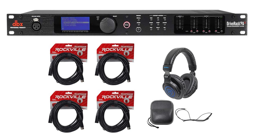 DBX DriveRack PA2 Sound Signal Processor Speaker Manage System+Headphones+Cables
